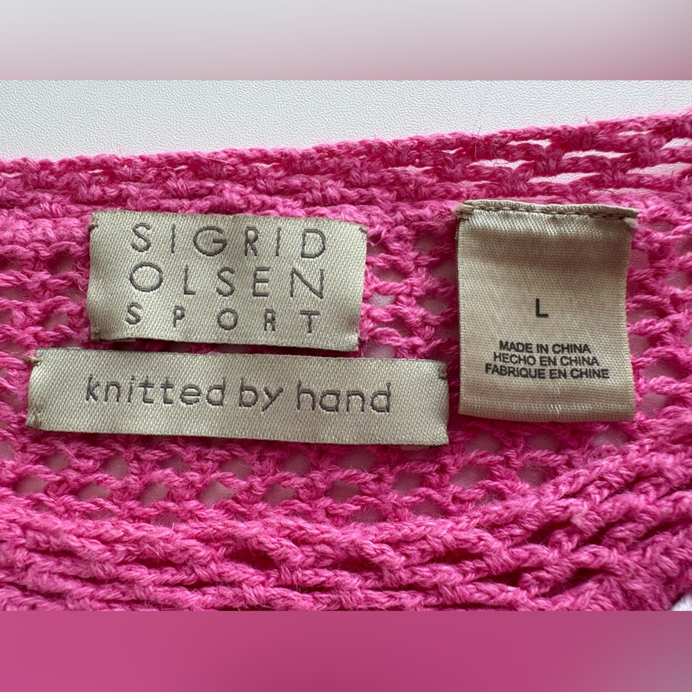 Sigrid Olsen Pink Floral Knit Sweater - Picture 12 of 14
